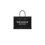 RIVE GAUCHE TOTE BAG IN LINEN AND LEATHER