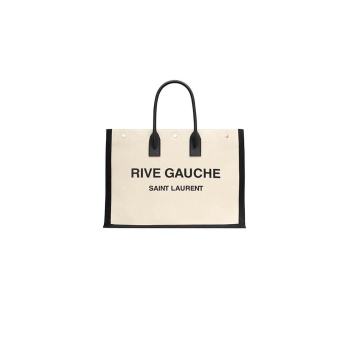 RIVE GAUCHE LARGE TOTE BAG IN PRINTED CANVAS AND LEATHER - Image 1