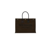 RIVE GAUCHE LARGE TOTE BAG IN PRINTED CANVAS AND LEATHER
