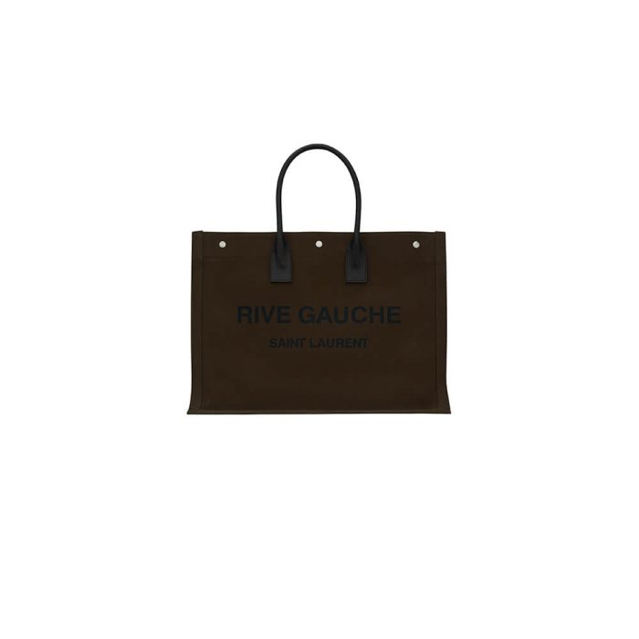 RIVE GAUCHE LARGE TOTE BAG IN PRINTED CANVAS AND LEATHER - Image 1