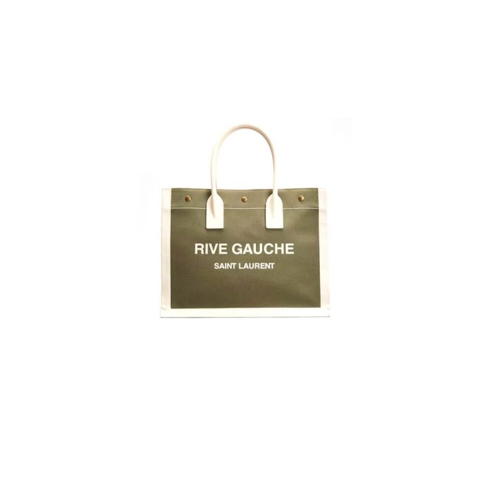 RIVE GAUCHE SMALL TOTE BAG IN LINEN AND LEATHER - Image 1