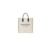 RIVE GAUCHE N/S SHOPPING BAG IN LINEN AND COTTON