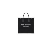 RIVE GAUCHE NORTH/SOUTH TOTE BAG IN PRINTED CANVAS AND LEATHER