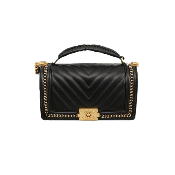 Chanel Top Handle Chevron Boy Handbag - Image 1