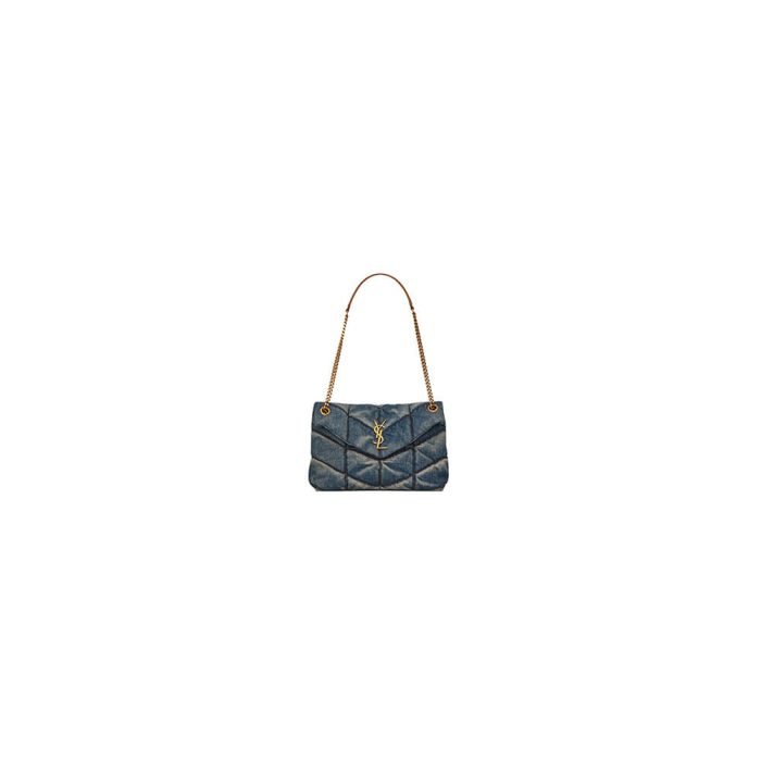 YSL PUFFER SMALL IN SUEDE AND DENIM - Image 1