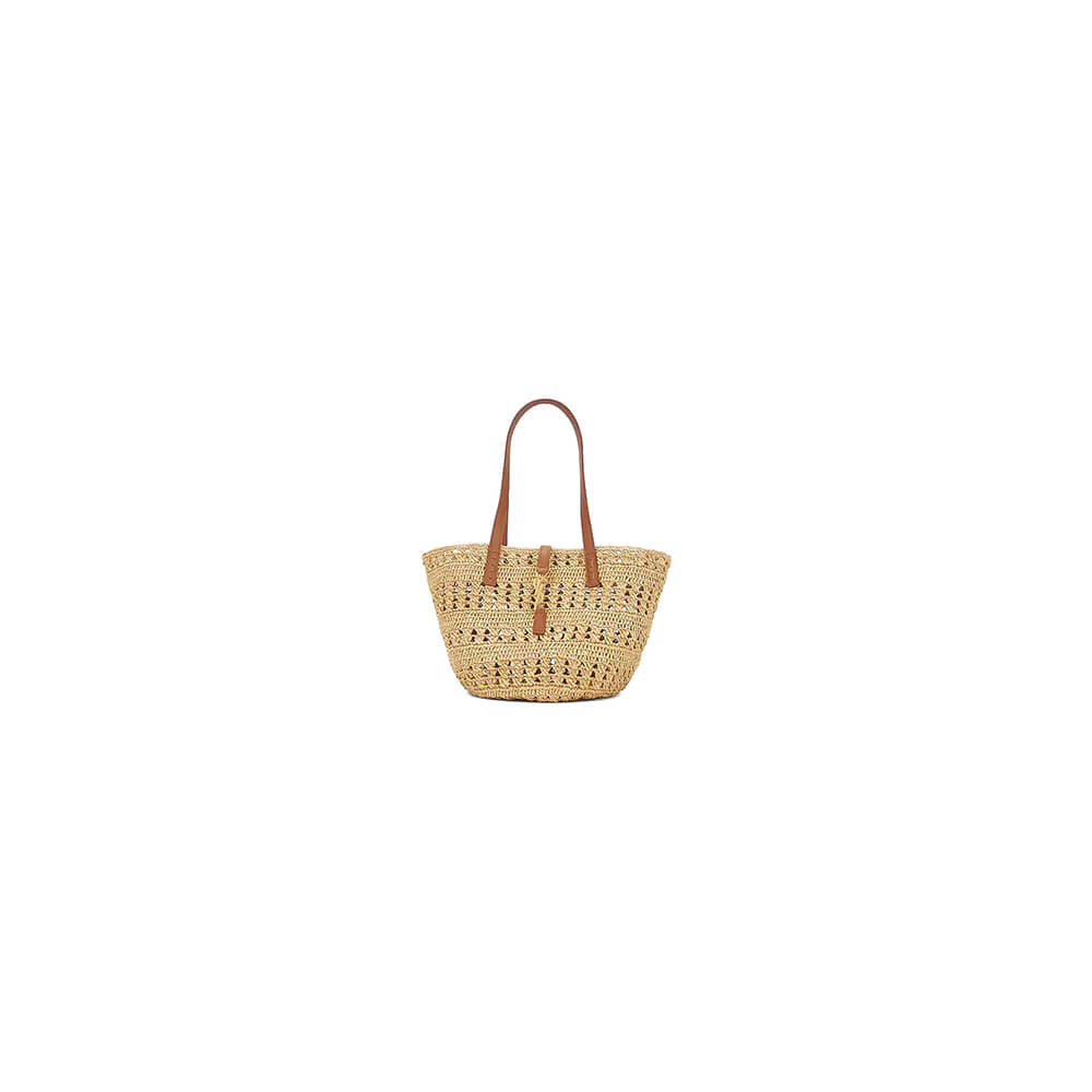 1-82-5.jpg YSL Small Panier Raffia Bag In Brown - Image 1