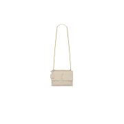SUNSET MEDIUM CHAIN BAG IN CROCODILE-EMBOSSED SHINY LEATHER