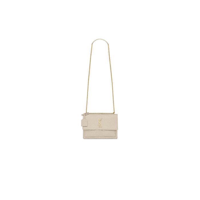 SUNSET MEDIUM CHAIN BAG IN CROCODILE-EMBOSSED SHINY LEATHER - Image 1