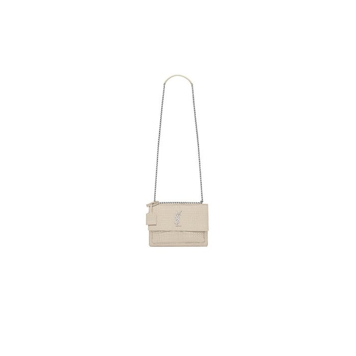 SUNSET MEDIUM CHAIN BAG IN CROCODILE-EMBOSSED SHINY LEATHER - Image 1