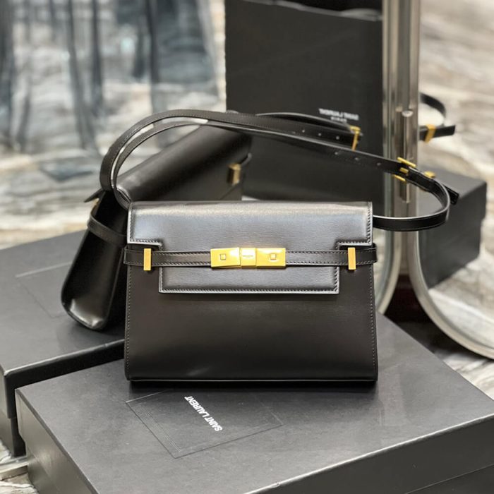 MANHATTAN SMALL SHOULDER BAG IN BOX SAINT LAURENT LEATHER - Image 2