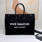 RIVE GAUCHE TOTE BAG IN LINEN AND LEATHER - Image 2