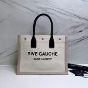 RIVE GAUCHE SMALL TOTE BAG IN LINEN AND LEATHER - Image 2