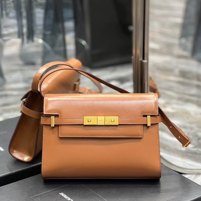 MANHATTAN SMALL SHOULDER BAG IN BOX SAINT LAURENT LEATHER - Image 2