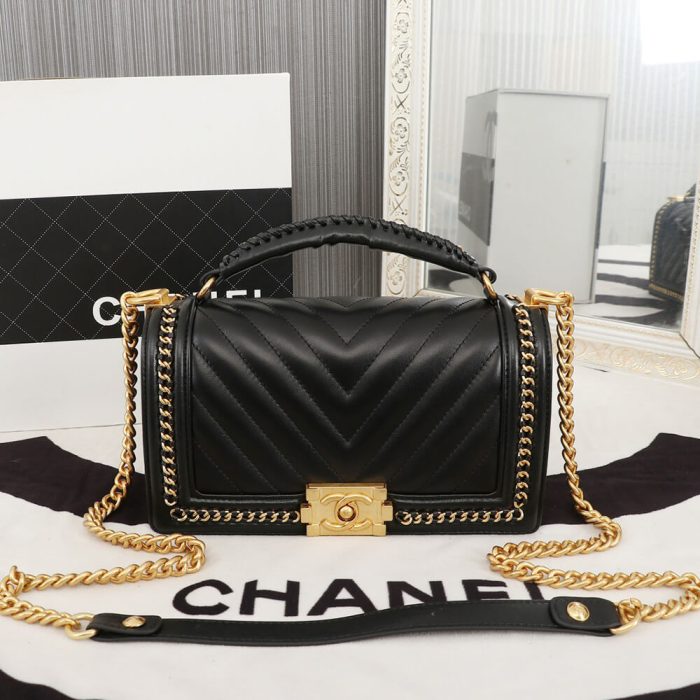 Chanel Top Handle Chevron Boy Handbag - Image 2