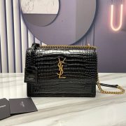 SUNSET MEDIUM CHAIN BAG IN CROCODILE-EMBOSSED SHINY LEATHER - Image 2