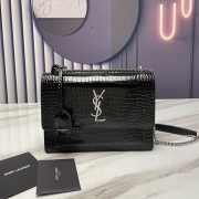 SUNSET MEDIUM CHAIN BAG IN CROCODILE-EMBOSSED SHINY LEATHER - Image 2