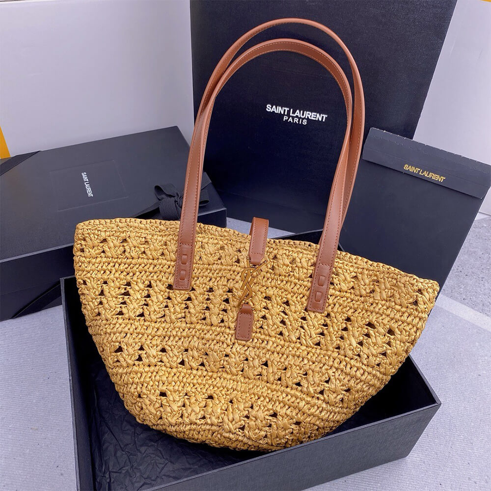 2-84-6.jpg YSL Medium Panier Raffia Bag In Brown - Image 2