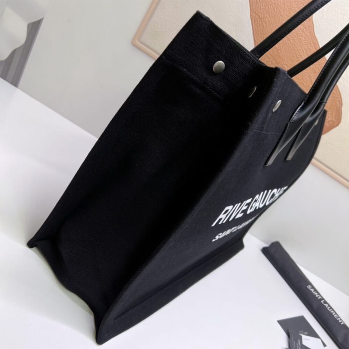 RIVE GAUCHE TOTE BAG IN LINEN AND LEATHER - Image 3