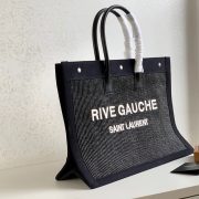 RIVE GAUCHE LARGE TOTE BAG IN EMBROIDERED RAFFIA AND LEATHER - Image 3