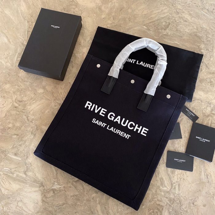 RIVE GAUCHE NORTH/SOUTH TOTE BAG IN PRINTED CANVAS AND LEATHER - Image 3
