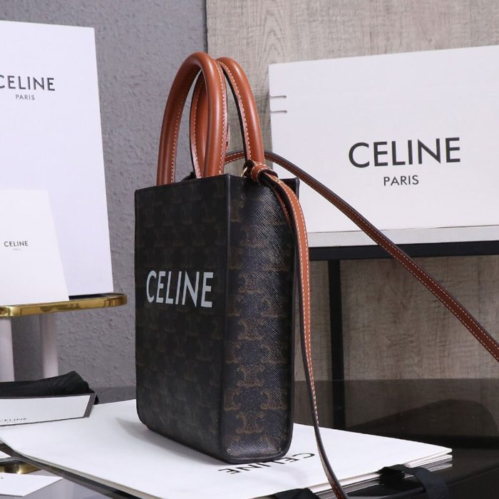 CELINE Mini Vertical Cabas IN Triomphe Canvas with Celine print - Image 3