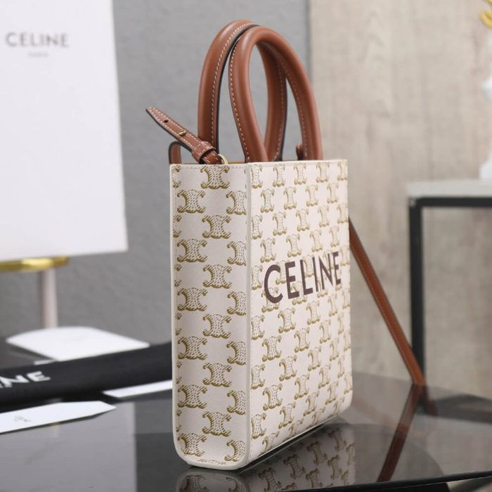 CELINE Mini Vertical Cabas IN Triomphe Canvas with Celine print - Image 3