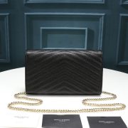 Saint Laurent Chain-strap YSL-plaque grained-leather wallet - Image 3