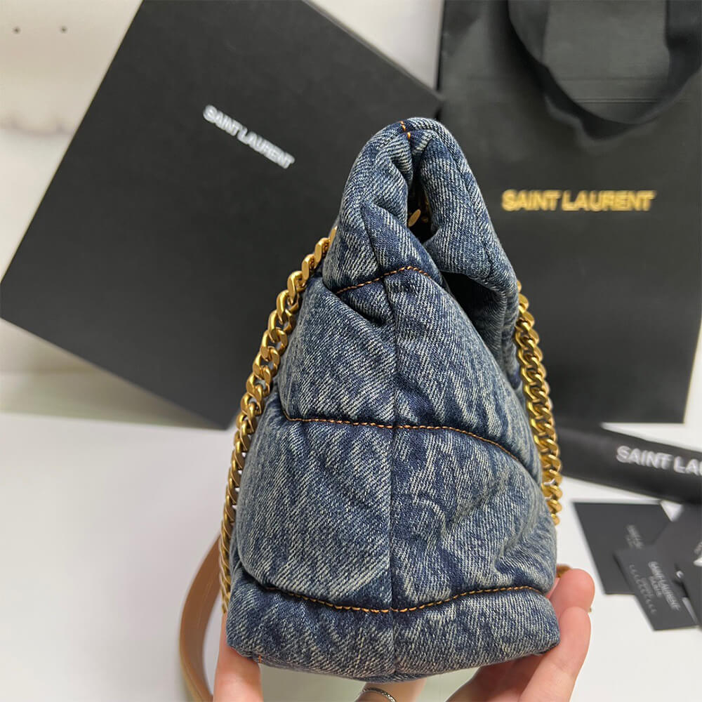 3-81-6.jpg YSL PUFFER SMALL IN SUEDE AND DENIM - Image 3