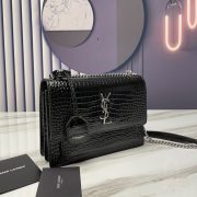 SUNSET MEDIUM CHAIN BAG IN CROCODILE-EMBOSSED SHINY LEATHER - Image 3