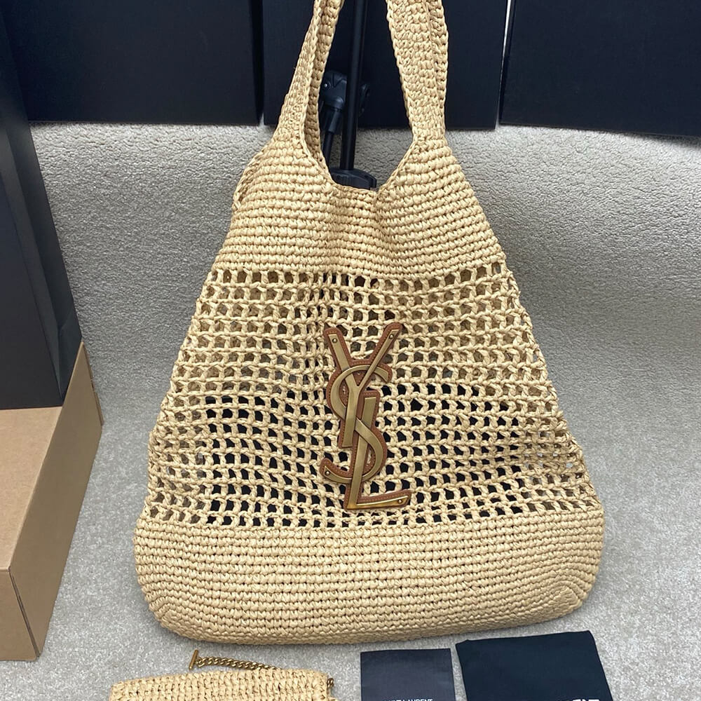 3-91-3.jpg YSL ICARE SHOPPING BAG IN RAFFIA(HIGH-END GRADE) - Image 3