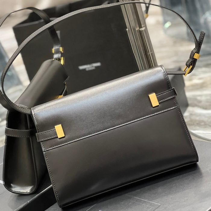 MANHATTAN SMALL SHOULDER BAG IN BOX SAINT LAURENT LEATHER - Image 4