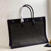 RIVE GAUCHE LARGE TOTE BAG IN EMBROIDERED RAFFIA AND LEATHER - Image 4