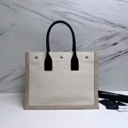 RIVE GAUCHE SMALL TOTE BAG IN LINEN AND LEATHER - Image 4