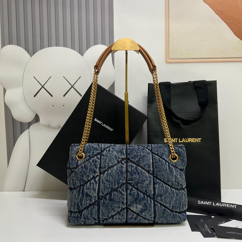 4-81-6.jpg YSL PUFFER SMALL IN SUEDE AND DENIM - Image 4