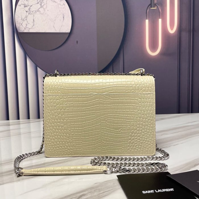 SUNSET MEDIUM CHAIN BAG IN CROCODILE-EMBOSSED SHINY LEATHER - Image 4