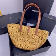 YSL Medium Panier Raffia Bag In Brown - Image 4