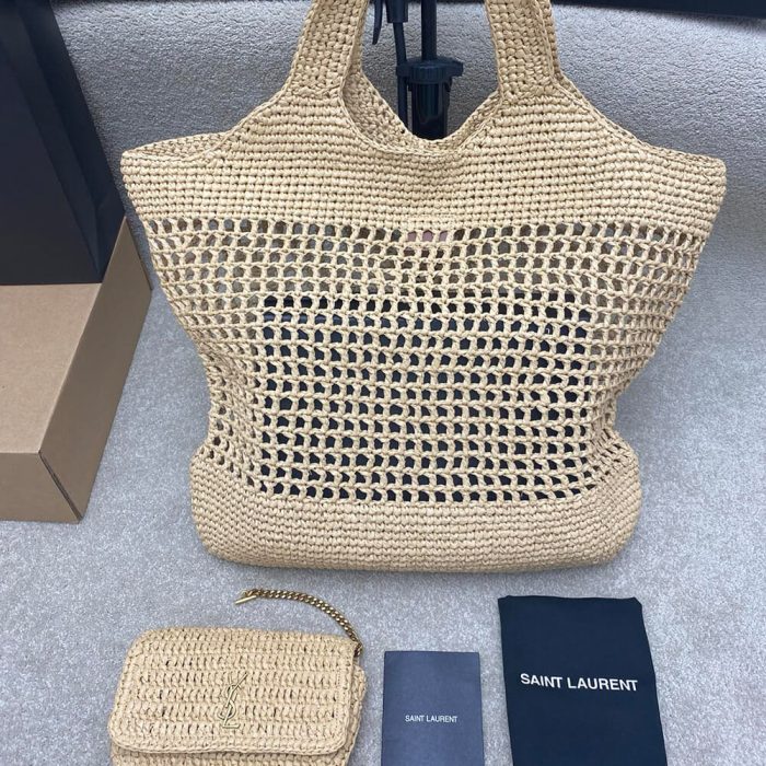 YSL ICARE SHOPPING BAG IN RAFFIA(HIGH-END GRADE) - Image 4