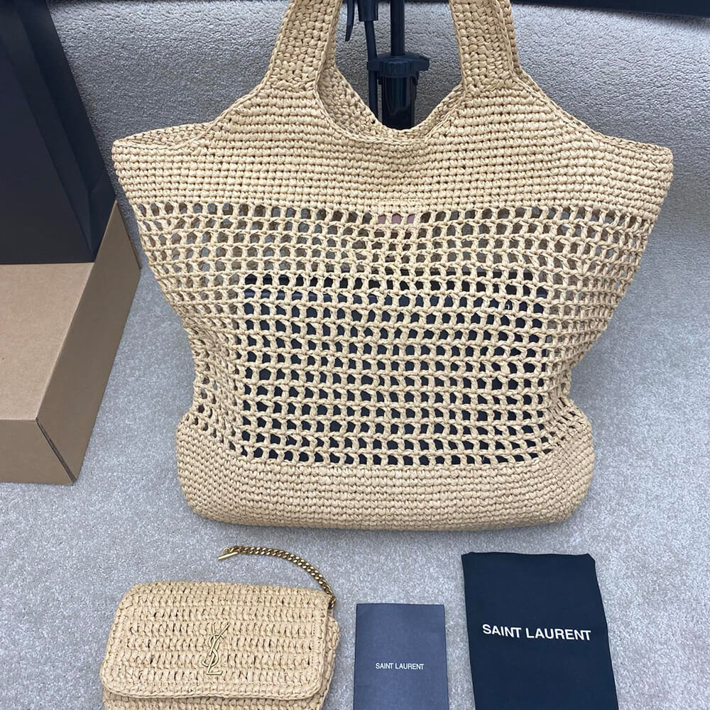 4-92-3.jpg YSL ICARE SHOPPING BAG IN RAFFIA(HIGH-END GRADE) - Image 4