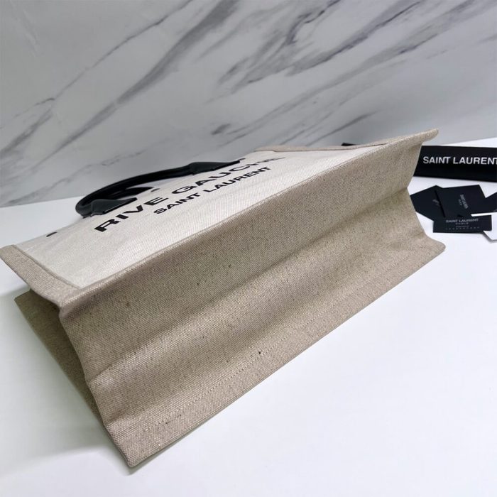 RIVE GAUCHE SMALL TOTE BAG IN LINEN AND LEATHER - Image 5
