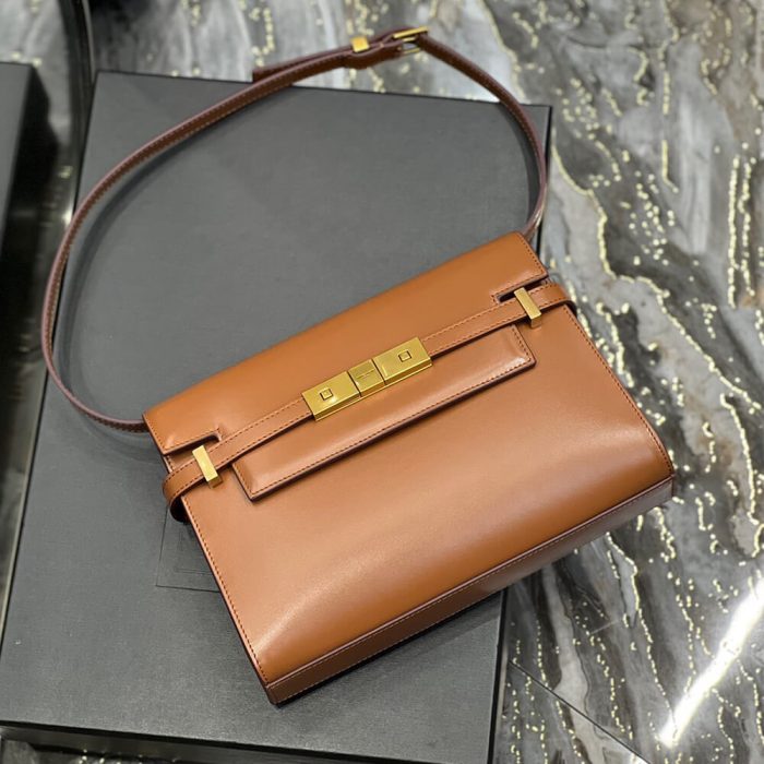 MANHATTAN SMALL SHOULDER BAG IN BOX SAINT LAURENT LEATHER - Image 5