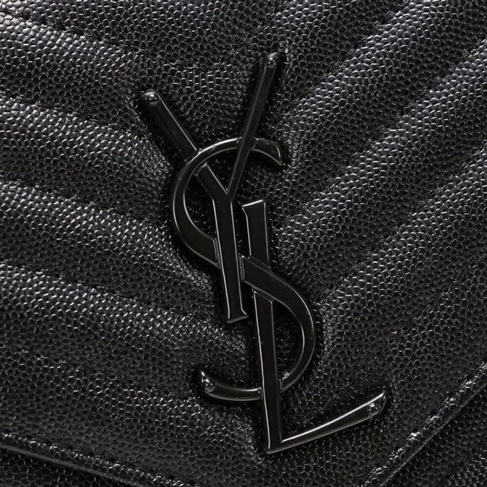 Saint Laurent Chain-strap YSL-plaque grained-leather wallet - Image 5