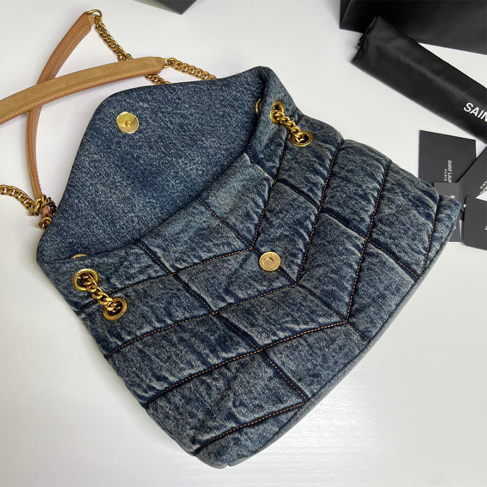 5-81-6.jpg YSL PUFFER SMALL IN SUEDE AND DENIM - Image 5