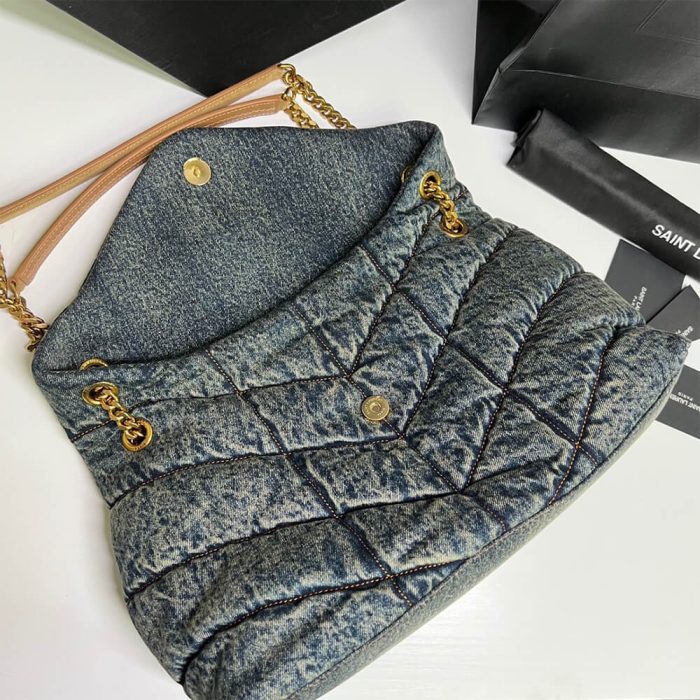 YSL PUFFER MEDIUM IN SUEDE AND DENIM - Image 5