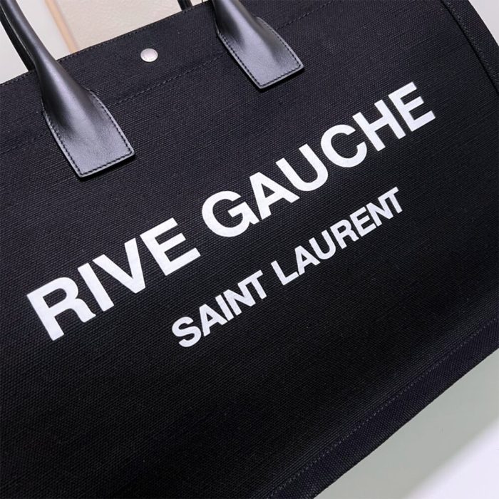 RIVE GAUCHE TOTE BAG IN LINEN AND LEATHER - Image 6