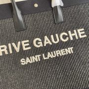 RIVE GAUCHE LARGE TOTE BAG IN EMBROIDERED RAFFIA AND LEATHER - Image 6