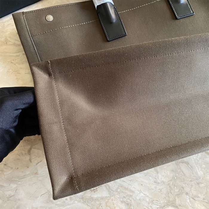 RIVE GAUCHE LARGE TOTE BAG IN PRINTED CANVAS AND LEATHER - Image 6
