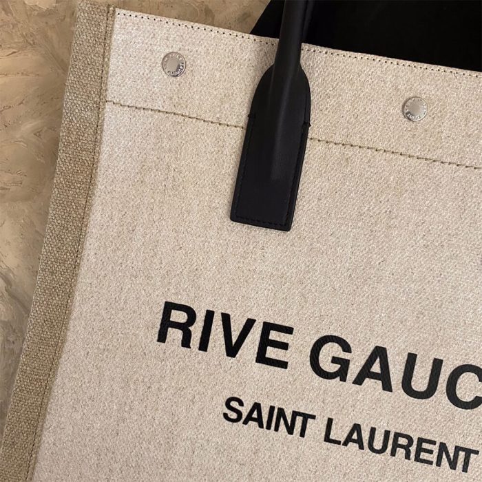 RIVE GAUCHE N/S SHOPPING BAG IN LINEN AND COTTON - Image 6