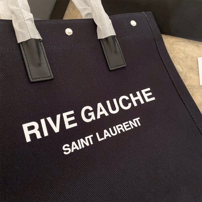 RIVE GAUCHE NORTH/SOUTH TOTE BAG IN PRINTED CANVAS AND LEATHER - Image 6