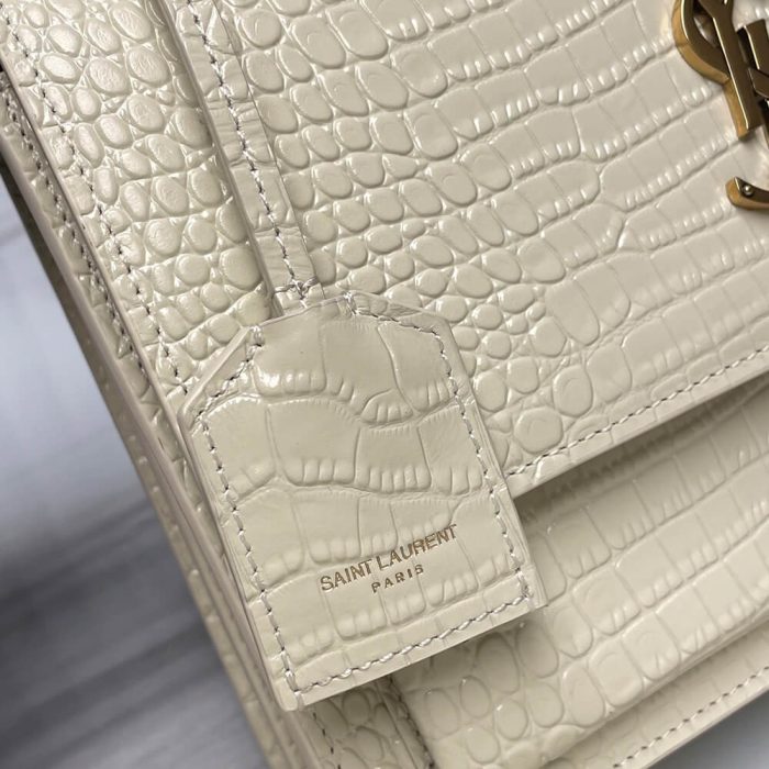 SUNSET MEDIUM CHAIN BAG IN CROCODILE-EMBOSSED SHINY LEATHER - Image 6