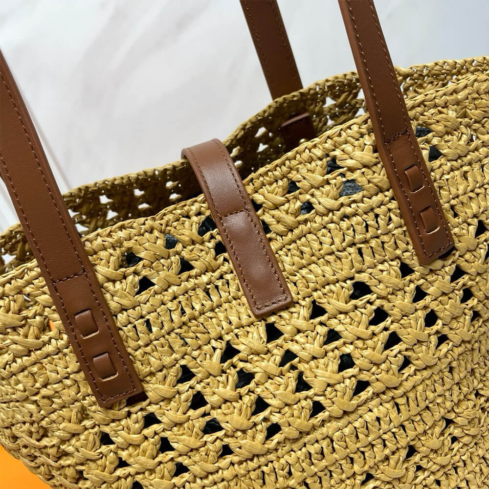 6-84-5.jpg YSL Small Panier Raffia Bag In Brown - Image 6